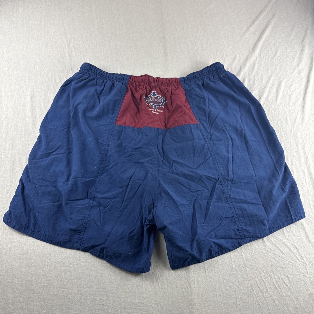 Vintage Ron Jon Surf Wear Swim Shorts Mens XXL Blue Lined Drawstring Trunks Red